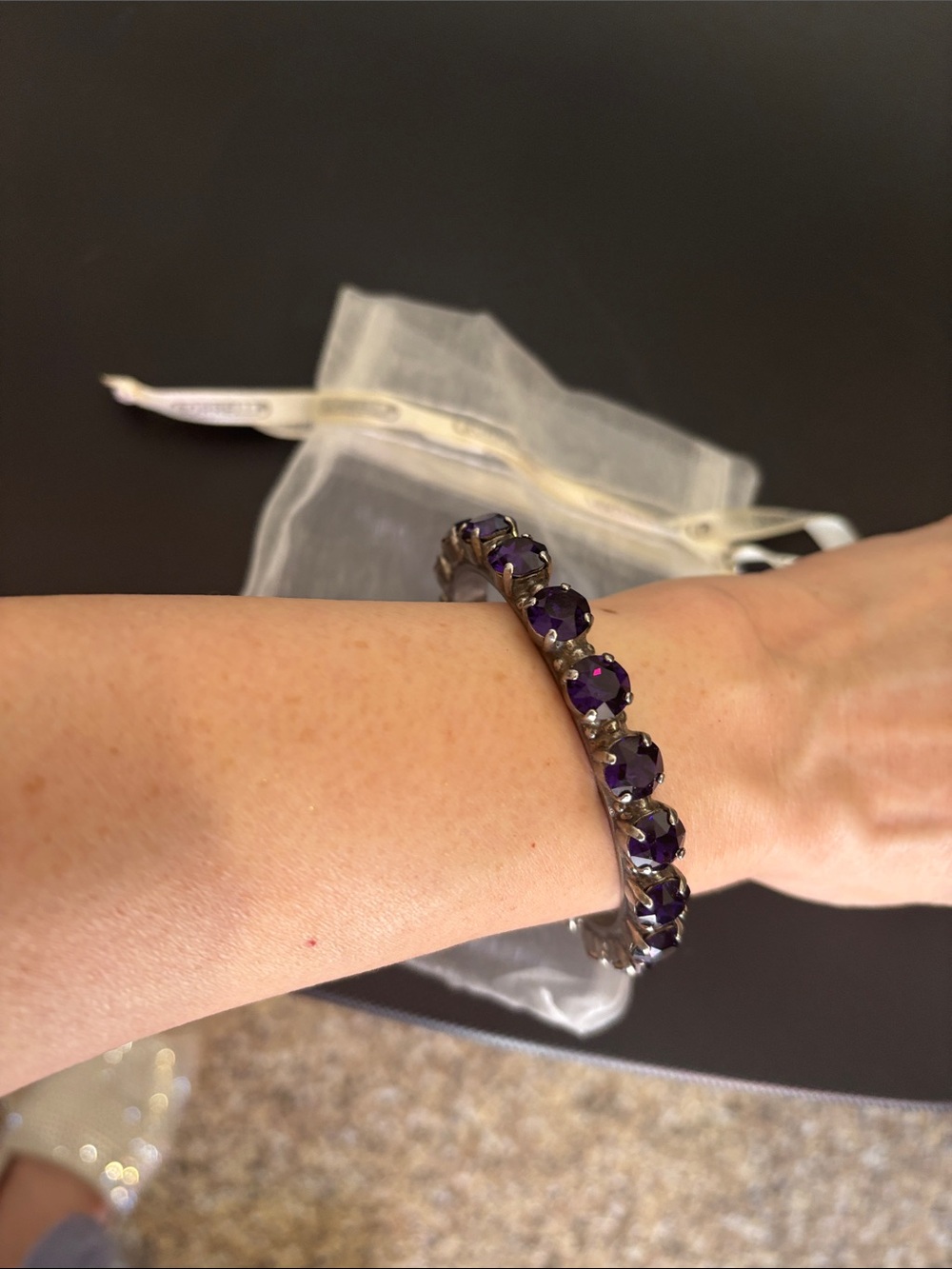 SORRELLI Amethyst Purple Stone Tennis Bracelet - Women Jewelry - Picture 2 of 2